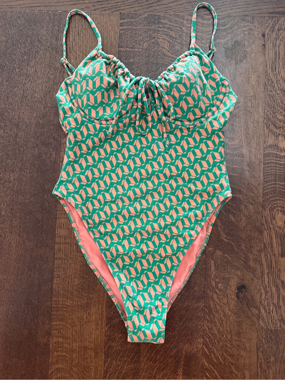 Montce Green & Coral Patterned One-Piece Swimsuit Size M